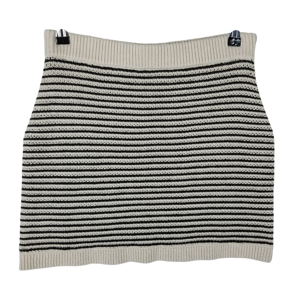 Gap Mini Skirt Womens XS Beige Black Striped Cotton Knit 775684-01-1-0000